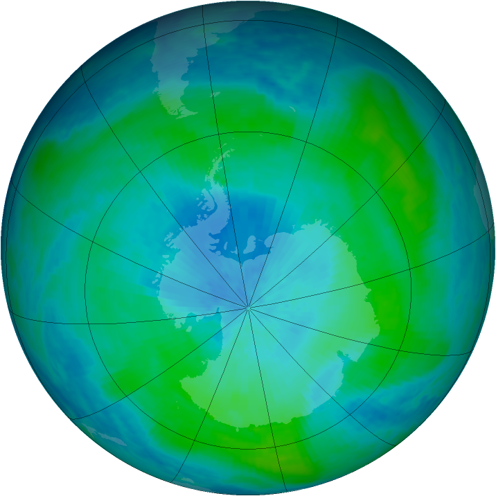 Antarctic ozone map for 18 February 1993